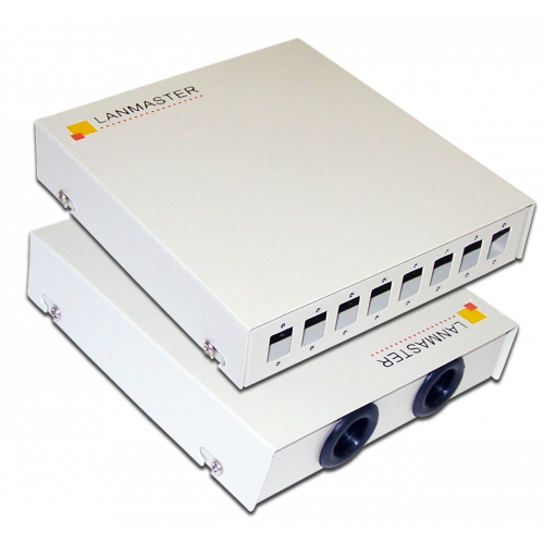 LANMASTER wall-mounted metal optical enclosure for 8 SC adapters